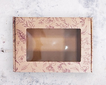Подарочная коробка с прозрачным окном "Шкатулка" крафт