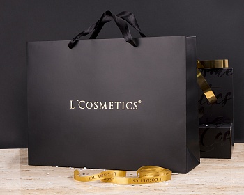 Подарочный пакет с атласной лентой L'Cosmetics (черный)